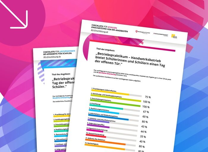 Bild einer Checkliste für Schulen zum Betriebspraktikum