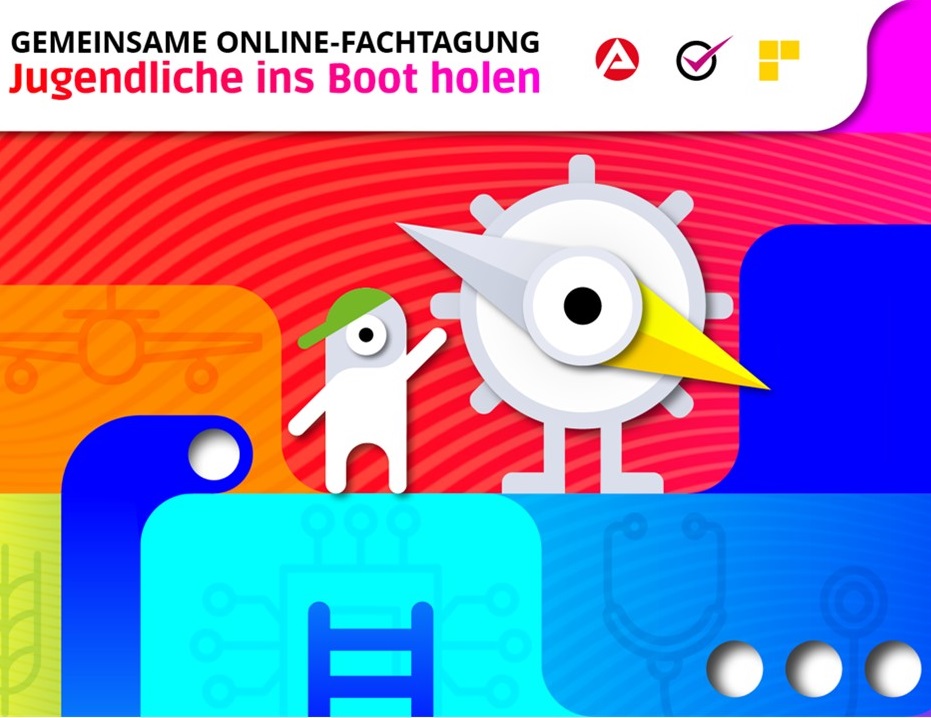 Bild mit Männchen, welches an einem Kompass dreht